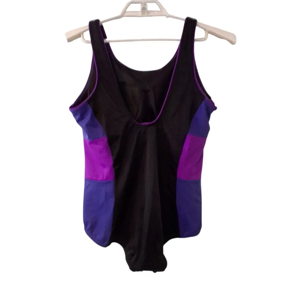 Lands End nwot new one piece swimsuit womens size 18W black purple